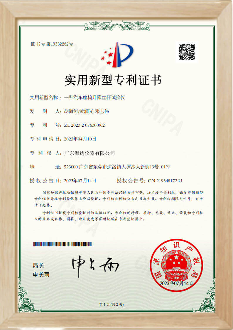 國家床墊測試專利